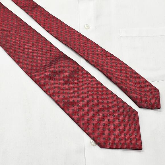 JZ RICHARDS Necktie Men's Red Silk Tie Designer Stylish Geometric Circles 60"X4" - Picture 4 of 8